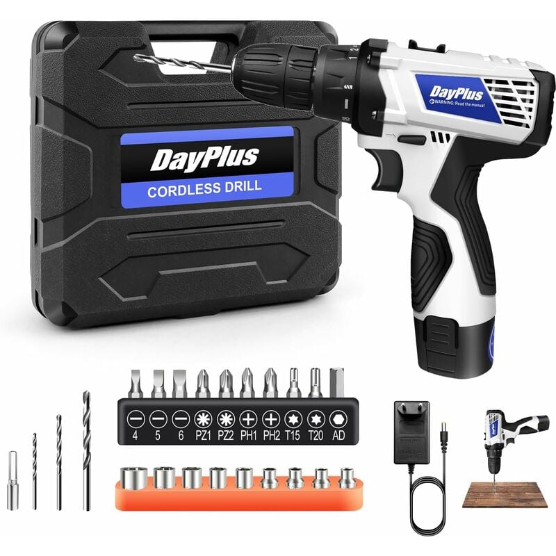 Hsha - Perceuse sans fil tournevis sans fil Set 16.8 v avec lumière led, 1x Batterie 1.5 Ah, max. Couple: 45nm, 18 + 1 niveaux de couple, 23 pcs