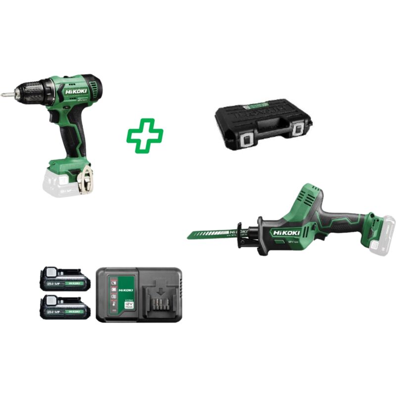 Hikoki - Perceuse-scie droite KC12SKD avec batterie 12 v 2 x 2,5 Ah et étui
