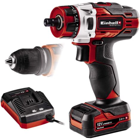 Perceuse-Viseuse senza fili Einhell TE-CD 18/40 Li-Solo con batteria da 2,0 Ah, 12 V, valigetta inclusa