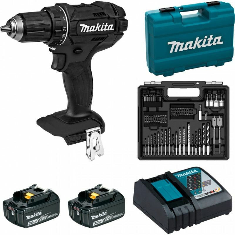 Perceuse visseuse 18V lxt 2x3 Ah + 96 accessoires - DDF482FX1B - Makita