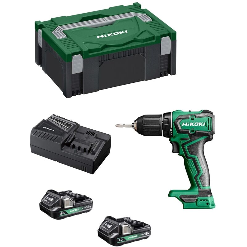DS18 ddwrz Perceuse-visseuse sans fil 18 v 55 Nm Brushless + 2x batterie 2,0 Ah + chargeur + coffret - Hikoki