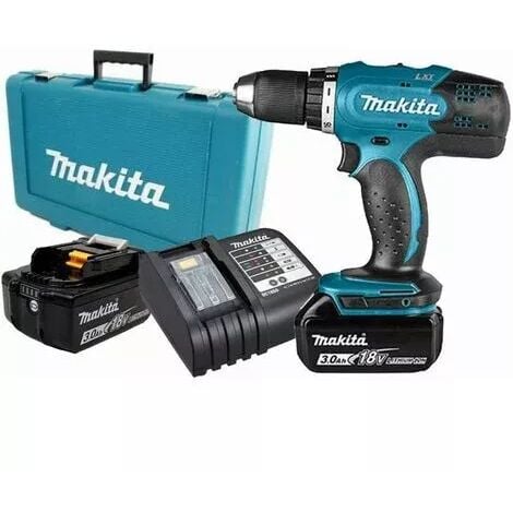 Perceuse visseuse 18V 42NM - MAKITA - avec 2 batteries 18V 3Ah + coffret avec accessoires - DDF453RFX1