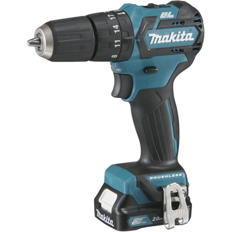Perceuse visseuse à percussion 12 v cxt Ø10 mm Makita avec 2 batteries 12V 2.0 Ah - chargeur - MackPack - HP332DSAJ