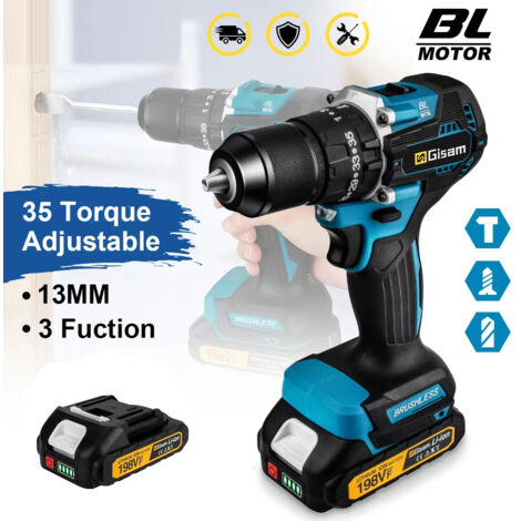 Perceuse-visseuse à percussion 13mm sans balais 35+3 – outil électrique sans fil Makita 18V, avec 1 batterie