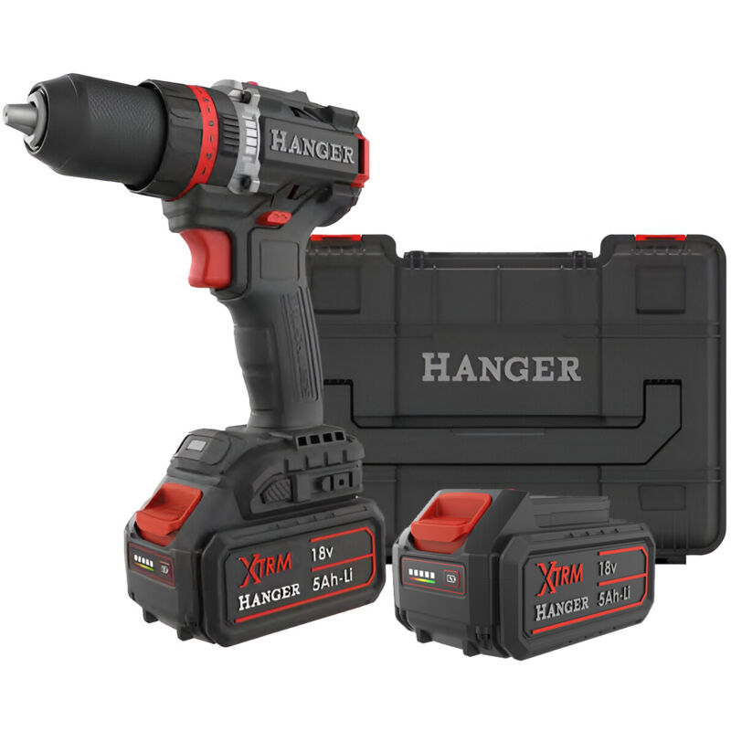 HANGER Perceuse-visseuse à percussion 18V DC18-90X5 + 2 batteries Li-Ion 5Ah + chargeur + Hangbox -  - 400201