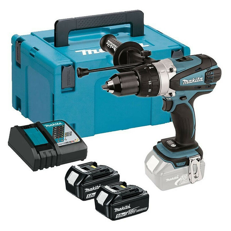Perceuse-Visseuse À Percussion Makita DHP458RTJ – 18 V, 2x5,0 Ah, 58/91 Nm - vue 4
