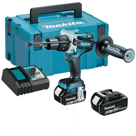 Perceuse visseuse à percussion BL 18V (2x 5,0Ah) dans coffret Makpac - MAKITA DHP481RTJ