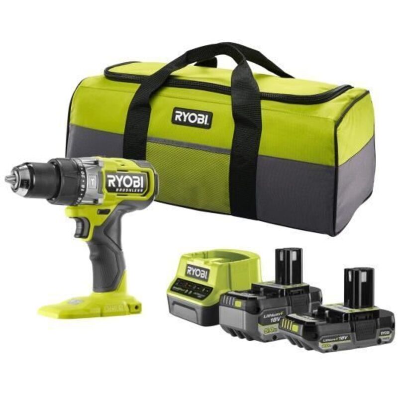 Perceuse-visseuse à percussion Brushless 18V Ryobi 95 Nm - Batterie 5,0Ah et 2,0Ah - Chargeur - RPD18BL2-252S