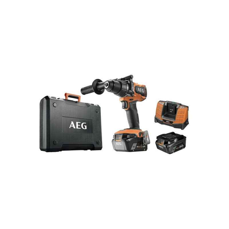 AEG - Perceuse-visseuse à percussion Brushless 18V - 2 batteries 6.0Ah - Chargeur BSB18BL-602K - Noir et orange