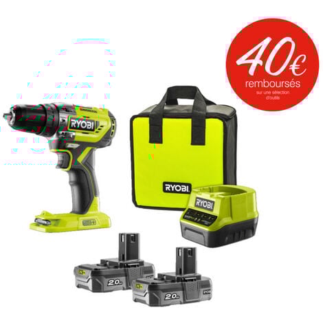 Perceuse-visseuse à percussion Brushless e-torque 18V ONE+ - Batteries Lithium+ 2x 2,0 Ah R18PD5-220S RYOBI