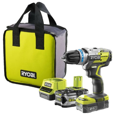 Perceuse-visseuse à percussion brushless RYOBI 18V OnePlus - 2 batteries LithiumPlus 5Ah - 2Ah - chargeur rapide 2.0Ah - R18PDBL-252S