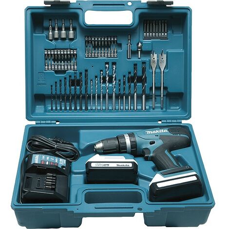 Perceuse visseuse à percussion MAKITA 18V 1.5Ah + Kit d'accessoires - HP457DWE10