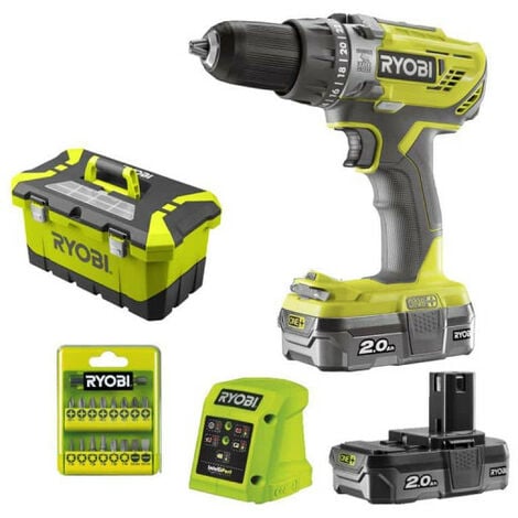 Perceuse-visseuse à percussion RYOBI 2 vitesse 18V OnePlus - 2 batteries LithiumPlus 2.0Ah - chargeur rapide 1.5Ah R18PD3-220T
