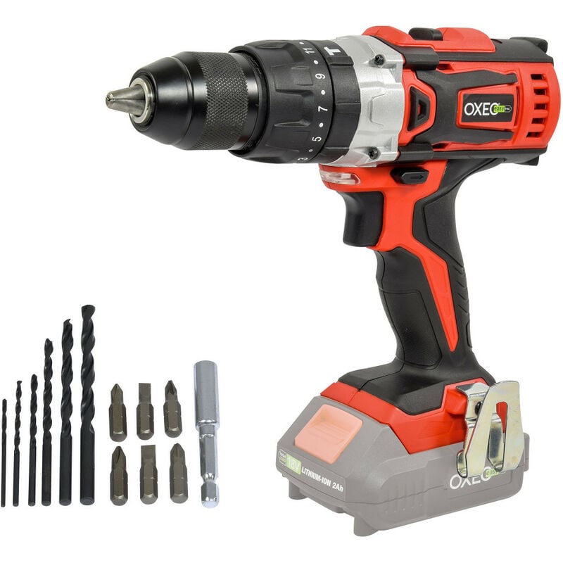 Perceuse visseuse à percussion sans fil 18V Easy Full - sans batterie - couple 16 positions - 6 forêts hss 6 embouts de serrage