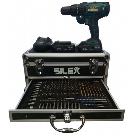 Perceuse visseuse a percussion sans fil 20V avec 2 batteries Li-Ion 2 Ah Silex®