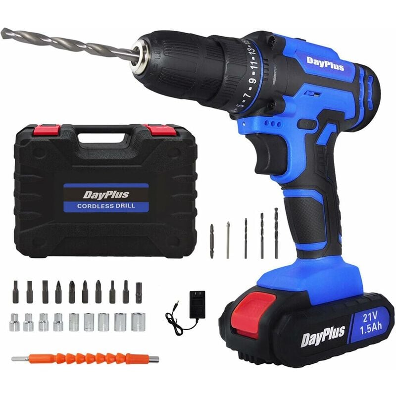 Perceuse-visseuse à percussion sans fil 21 v avec lumière led 45 Nm