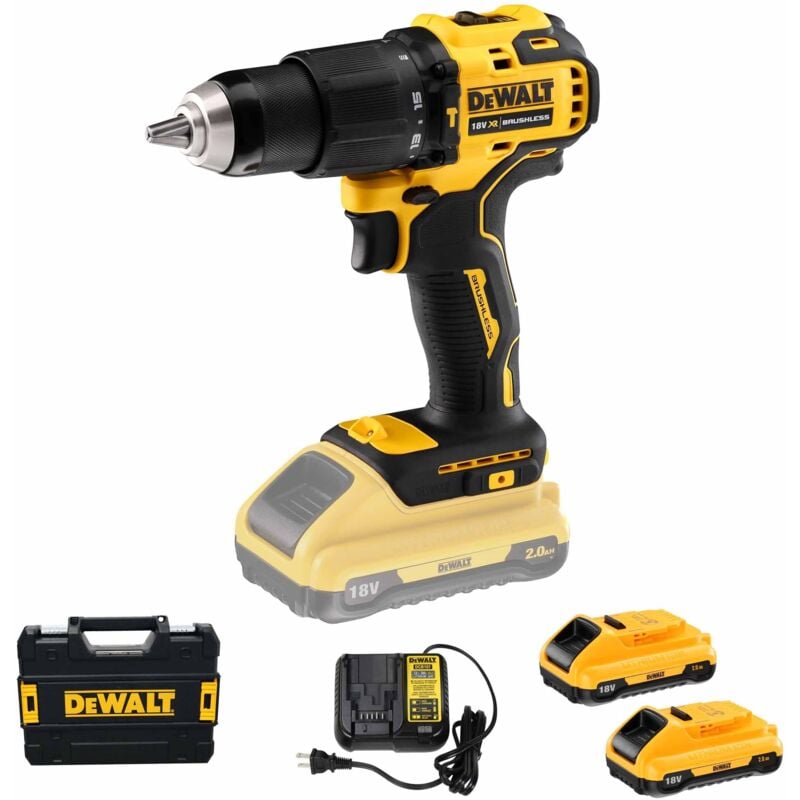 Dewalt - DCD709D2T-QW Perceuse à percussion sans fil xr 18V 65Nm 2 vitesses - 2 x 2.0 Ah Batterie, chargeur en coffret