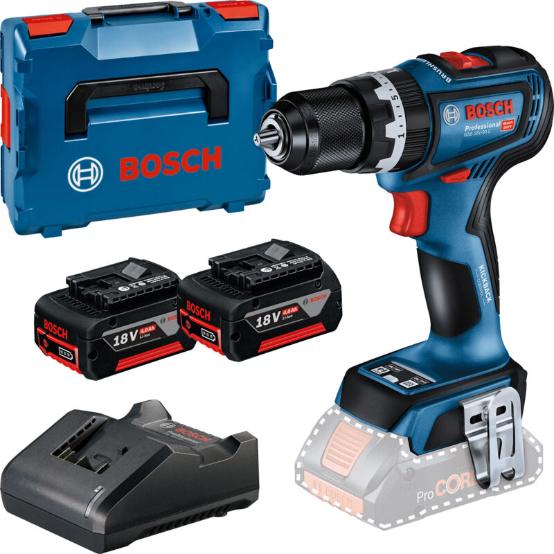 Perceuse-visseuse à percussion sans fil gsb 18V-90 c Bosch 2x batterie 4,0 Ah + chargeur dans box l