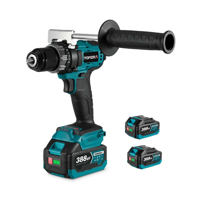 Perceuse visseuse à percussion 18V ø 13 mm,25+3 vitesses Perceuse Visseuse sans Fil,avec Deux batteries de 388VF et chargeur