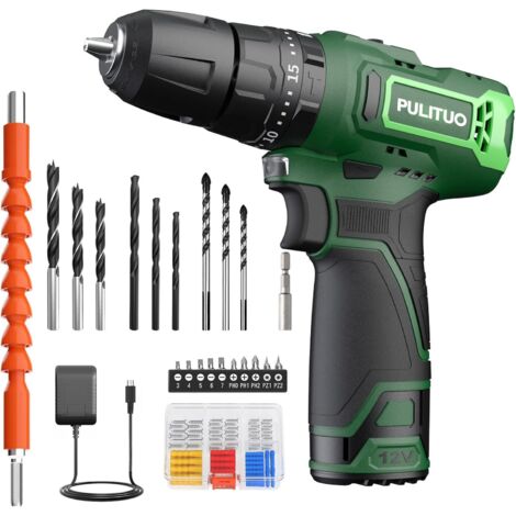 Kit Perceuse-Visseuse 20V Sans Fil Sur Batterie Li-Ion 2000Mah,Mandrin Auto-Serrant Rapide 13Mm