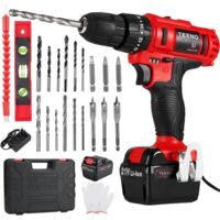 Perceuse visseuse a percussion sans fil TEENO PSR 21V + 2 Vitesses + 2 batteries lithium + 20 accessoires + gants professionnels