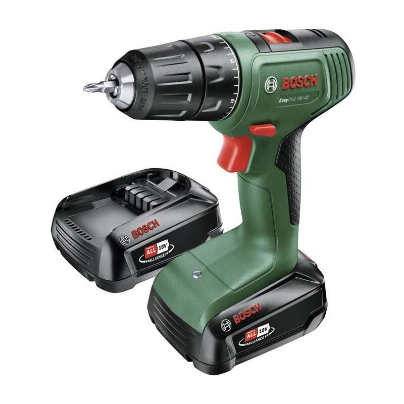 Perceuse-visseuse sans fil Home and Garden EasyDrill 18V-40 Bosch avec 2 batteries 18 v 2.0 Ah - chargeur - coffret - 06039D8005