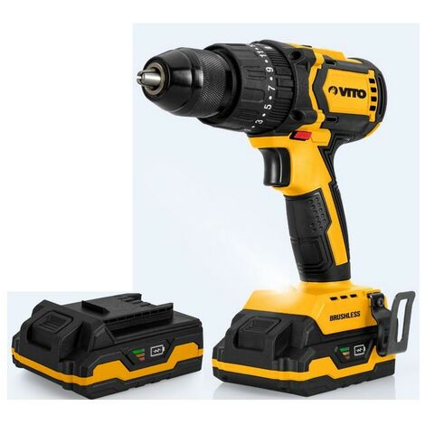 Perceuse Visseuse Brushless 20V + 2 Batteries Lithium 2.0Ah Chargeur Coffret accessoires VITO