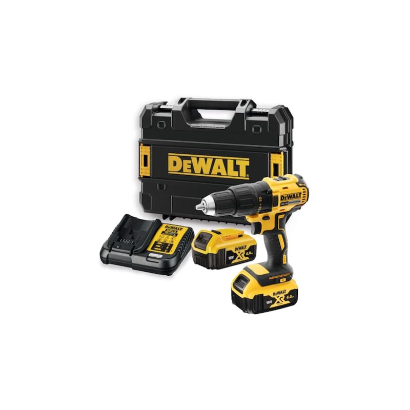 Perceuse visseuse Brushless 18V DEWALT + 2 batteries Li-Ion 4Ah + chargeur + coffret Tstak - DCD777M2T