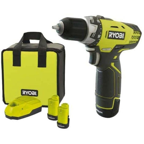Perceuse-visseuse compacte RYOBI 12V Lithium-ion - 2 batteries 1.3Ah - 1 chargeur 1h - sac RCD12012L