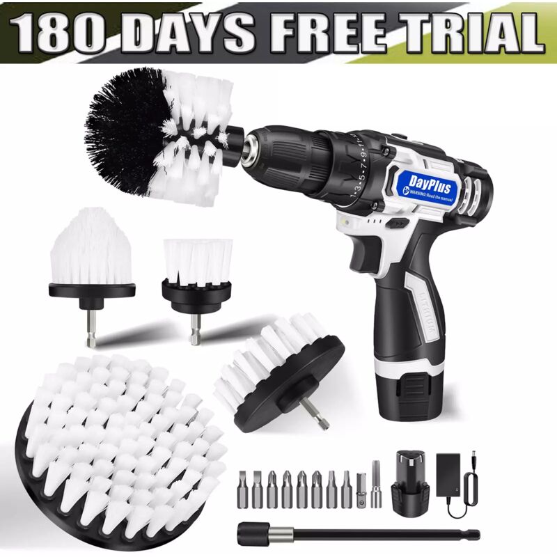 Perceuse-visseuse électrique sans fil Conducteur puissant Perceuse-brosse combinée avec 2X batterie