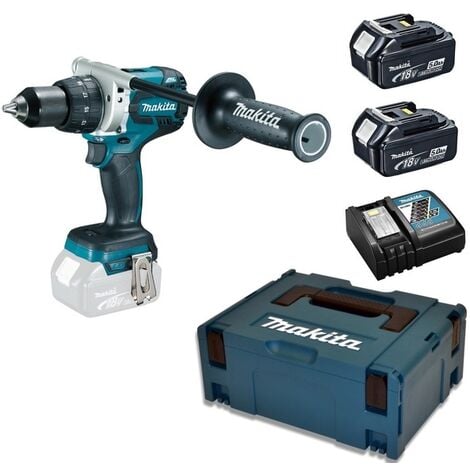 Perceuse visseuse MAKITA + 2 batteries 18V 5 Ah, chargeur, coffret - DDF481RTJ