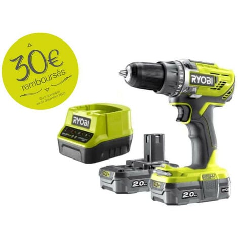 Perceuse-visseuse RYOBI 18 V OnePlus 2 batteries LithiumPlus 2.0Ah - chargeur rapide 2.0Ah R18DD3-220S