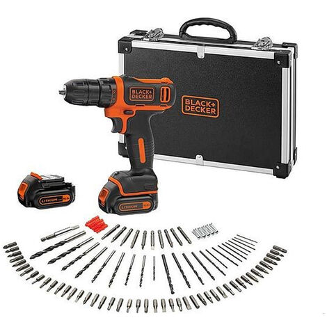 Perceuse-Visseuse sans fil - 12 V max (= tension nominale de 10,8 V) - 1,5 Ah - 2 batteries - 100 accessoires (BDCDD12BAFC-QW)