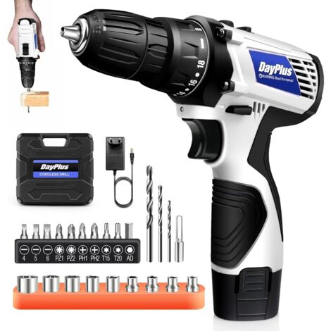 Perceuse Visseuse Sans Fil 16.8V, électrique Visseuse Devisseuse avec batterie rechargeable de 1300mAh, 18+1 Réglages de Couple, 2 Vitesses, LED pour Bricolage