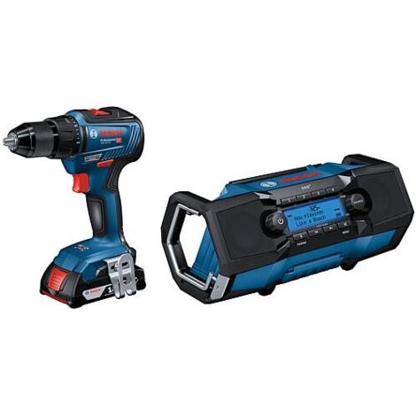 Perceuse-visseuse sans fil 18 V GSR 18V-55 Bosch avec 2 batteries ProCORE 4,0 Ah et chargeur + radio de chantier