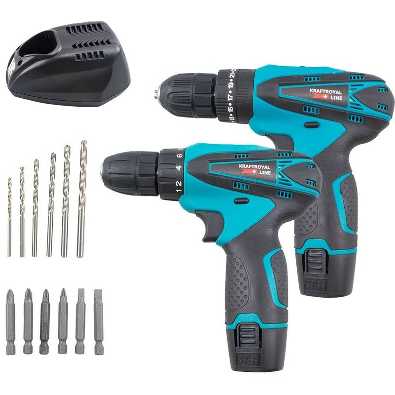 Mediawave Store - Perceuse visseuse sans fil 18V kraftroyal JPZ2012 Kit de perceuse combiné