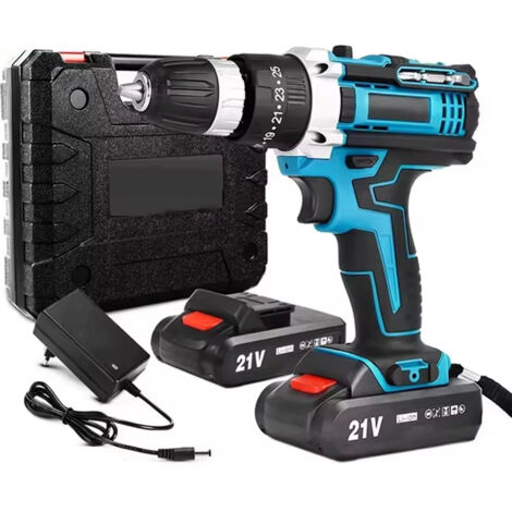 Perceuse-visseuse sans fil 21V 1600 tr/min – outil de bricolage 32 N·m avec 2 batteries rechargeables