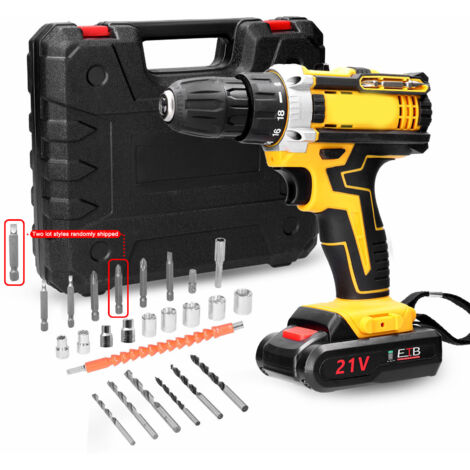 Perceuse Visseuse Sans Fil 21V, Brushless Visseuse Devisseuse avec 2 Batteries , 25 Accessoires, 2 Vitesses, pour la Bricolage