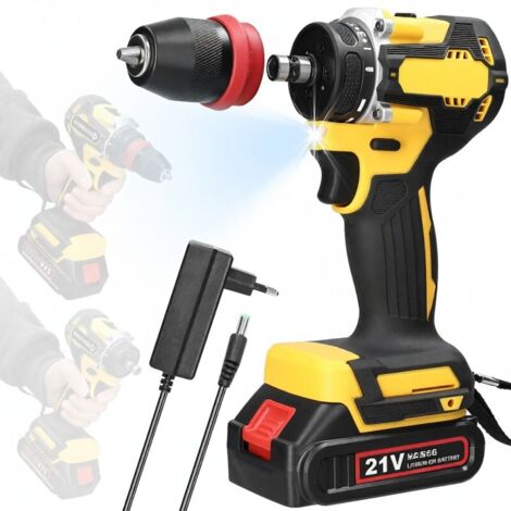 Perceuse visseuse sans fil 21V - Outil 2-en-1 brushless, 21+1 couples, 2 vitesses, batterie lithium 1300 mAh