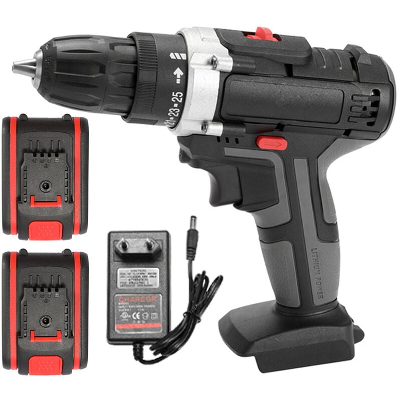 Perceuse visseuse sans fil 36V Ensemble de perceuse électrique sans fil led Perceuse électrique à vitesse variable Perceuse électrique Famille Outils