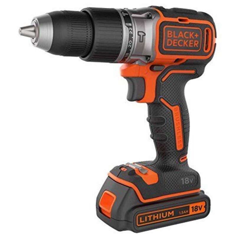 Black&decker - BL186KB-QW perceuse sans fil brushless en coffret de rangement avec 2 batteries/chargeur 1,5 ah 18 v