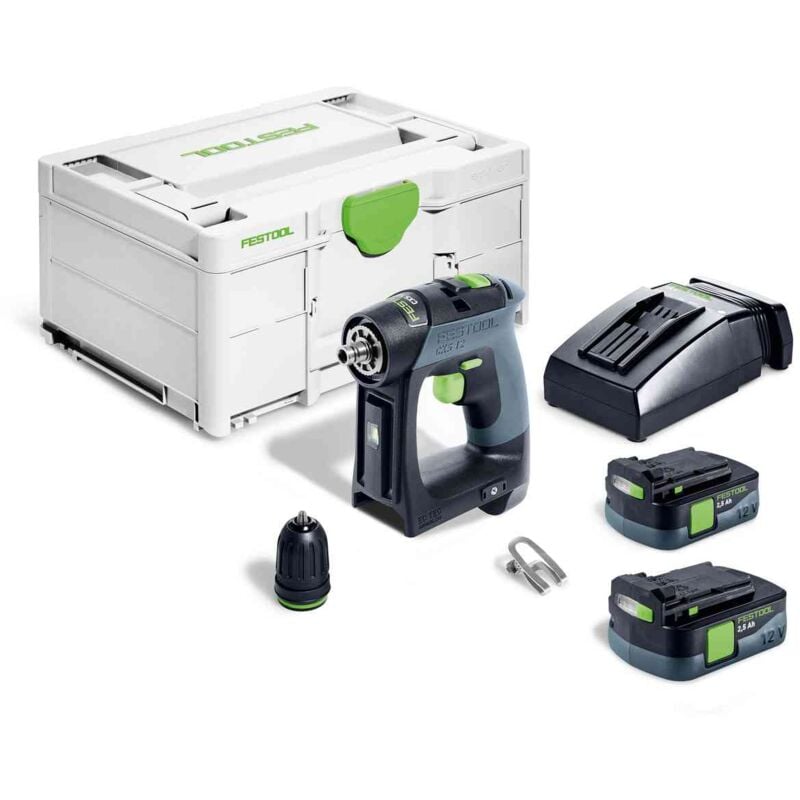 Perceuse-visseuse sans fil cxs 12 2,5-Plus Festool avec 2 batteries 12V 2.5 Ah - chargeur - systainer - 576864