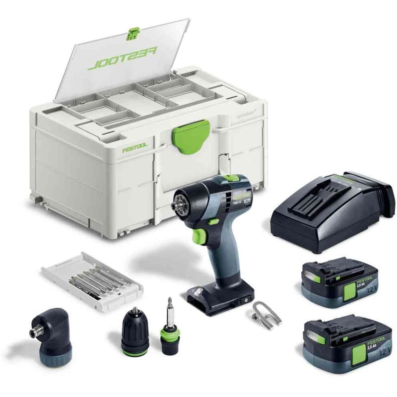 Perceuse-visseuse sans fil txs 12 2,5-Set Festool avec 2 batteries 12V 2.5Ah - accessoires - Systainer - 576874