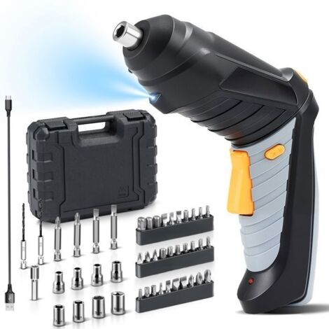 Perceuse Visseuse sans Fil Devisseuse avec 47 Accessoires Lampe LED USB pour Artisans, Installation de Meubles et Jouets