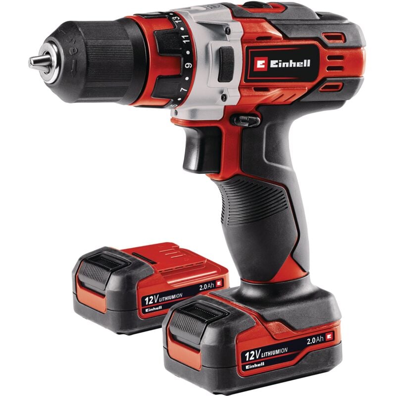 Perceuse Visseuse sans fil te-cd 12/1 Li (12 v, 2 Vitesses, Système led) Livré avec chargeur et 2 batteries - Einhell