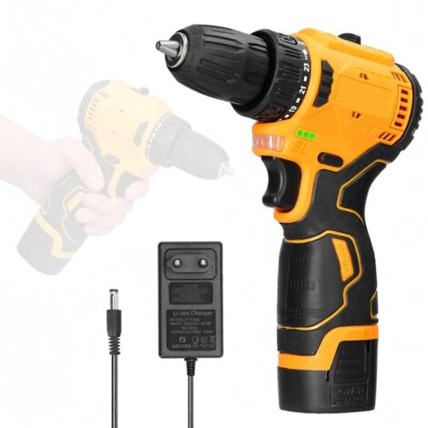 Perceuse-visseuse sans fil Geevorks 16,8 V, outil électrique pour travaux domestiques et bricolage, avec réglage du sens de rotation et batterie au lithium.
