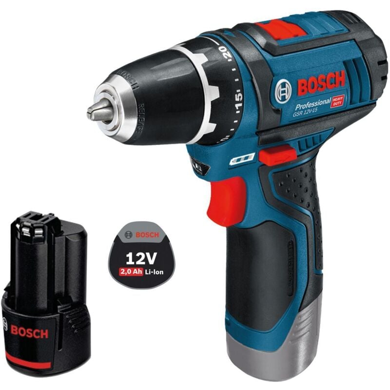 Perceuse-visseuse sans fil gsr 12V-15 Bosch 1x batterie 2,0 Ah