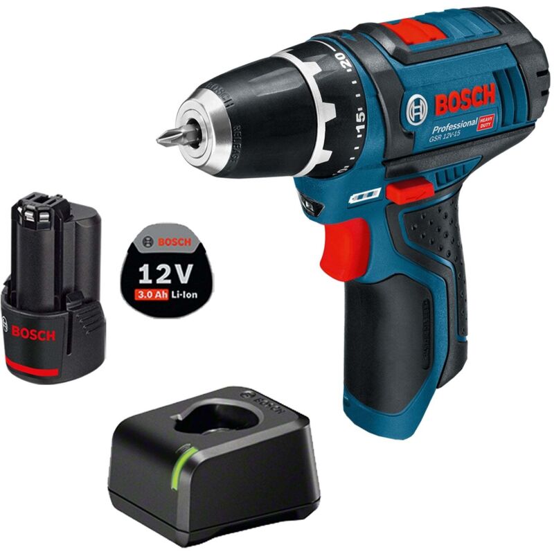 Perceuse-visseuse sans fil gsr 12V-15 Bosch 1x batterie 3,0 Ah + chargeur