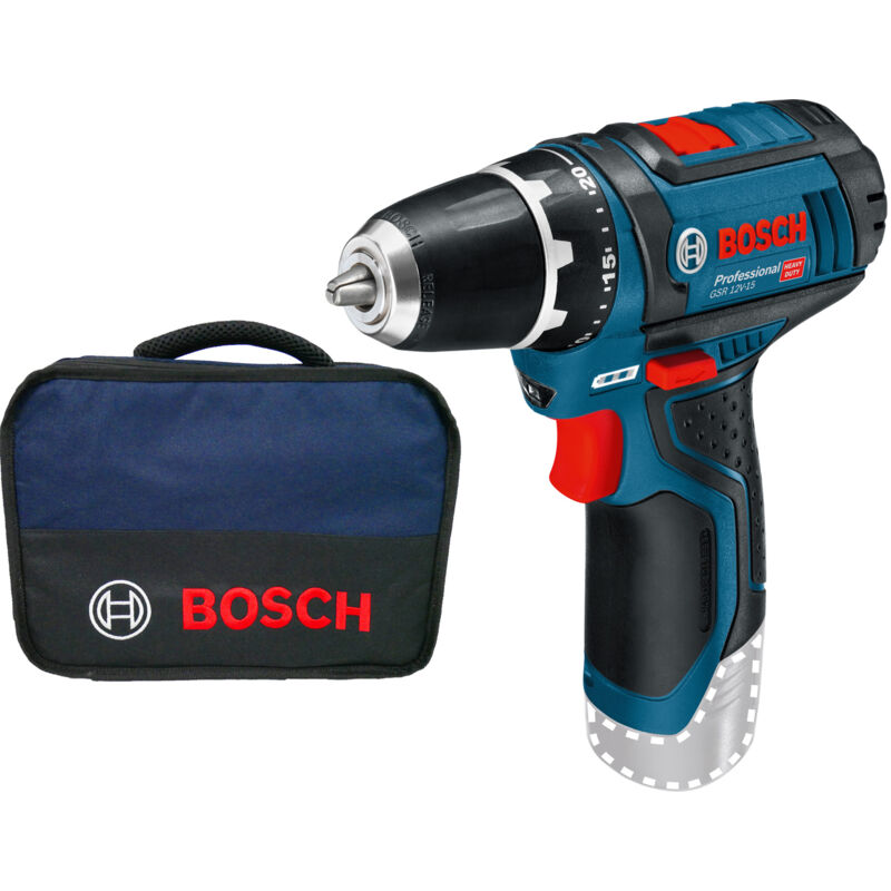Perceuse-visseuse sans fil gsr 12V-15 Solo Bosch dans un sac souple