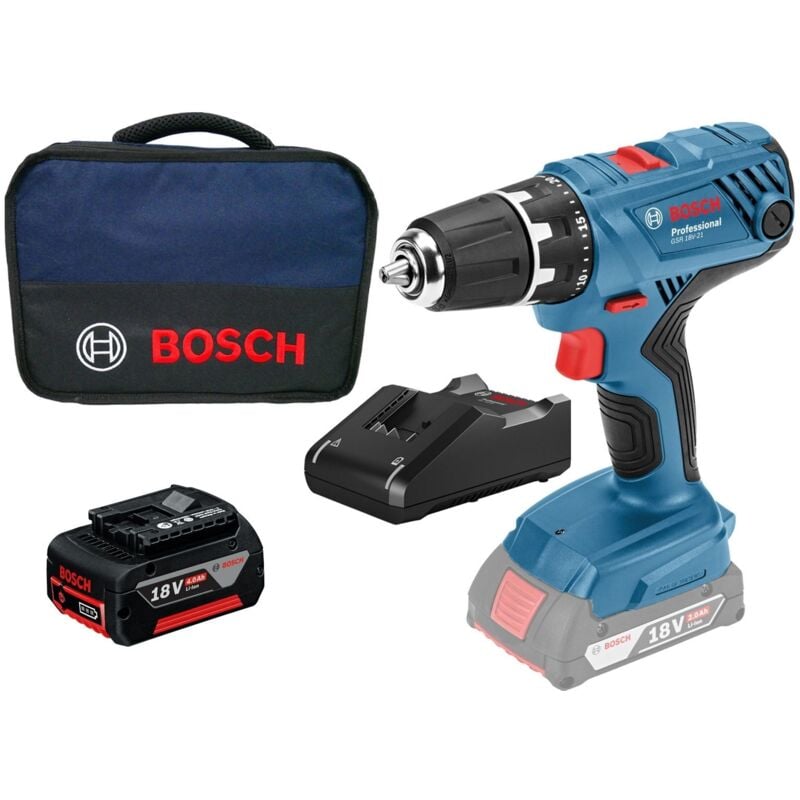 Perceuse-visseuse sans fil gsr 18V-21 Bosch 1x batterie 4,0 Ah + chargeur dans un sac souple